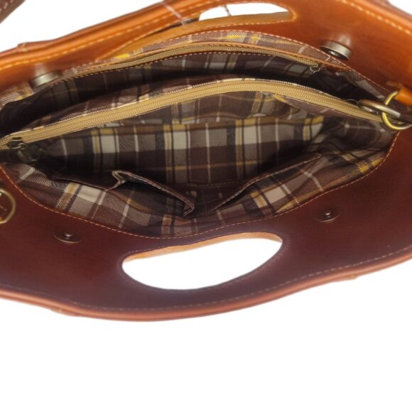 HOLIDAY SPECIAL! Charlie Leather "Clarissa" Medium Handbag in Cognac/Brown-NWT - Picture 8 of 13